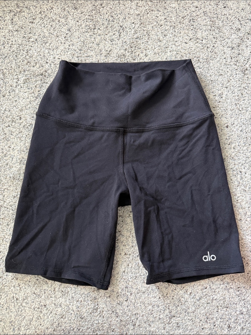 ALO Yoga Black High-Rise Bike Shorts with Logo